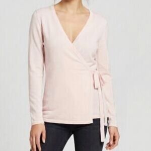 LOFT Pink Wrap Sweater Soft Long Sleeve Large